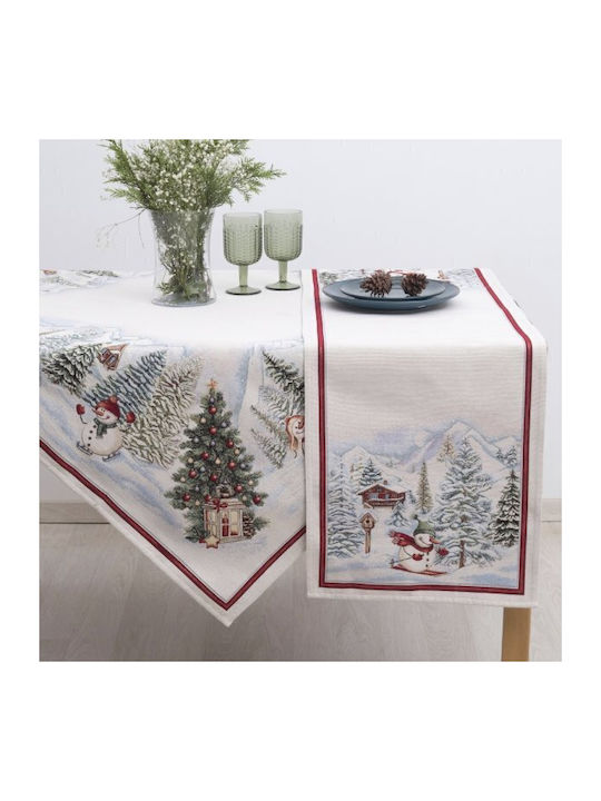 Dimeco Christmas Tablecloth Runner Fabric Gray L35xW100cm.