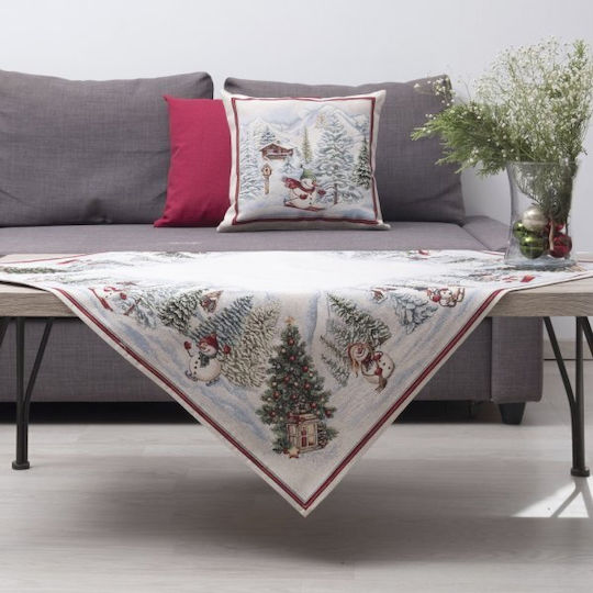 Dimeco Christmas Tablecloth Square Fabric Gray L100xW100cm.