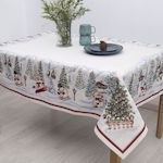 Dimeco Christmas Tablecloth Fabric Gray L140xW1...