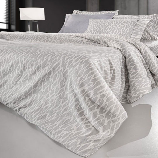 Guy Laroche Magma Baumwolle Bettbezug Set 225x245cm Übergröße mit 2 Kissenbezügen Silver