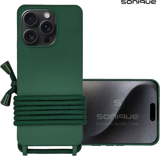 Silicone Case with Lanyard Carryhang Sonique Apple iPhone 16 Pro Dark Green