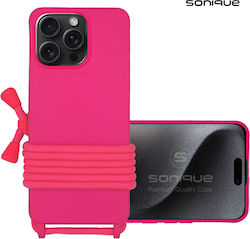 Husă din silicon cu șnur Carryhang Sonique Apple iPhone 16 Pro Fuchsia