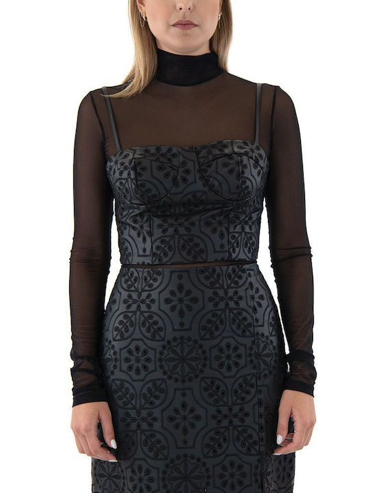 Damen Korsett Bluse Black