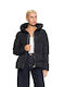 Women's Short Lifestyle Jacket for Winter with Hood Black