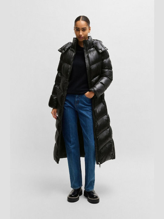 Hugo Boss Lang Damen Puffer Jacke für Winter Schwarz 50524624-001