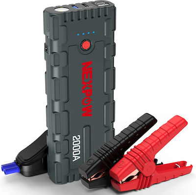 Nexpow Tragbar Autobatterie-Starter 12V mit Power Bank,Powerbank / USB / Φακό