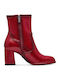 Women's Ankle Boots made of Patent Leather with Medium Heel Red