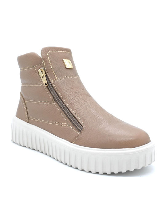 Pegada Leather Women's Ankle Boots Platform Brown
