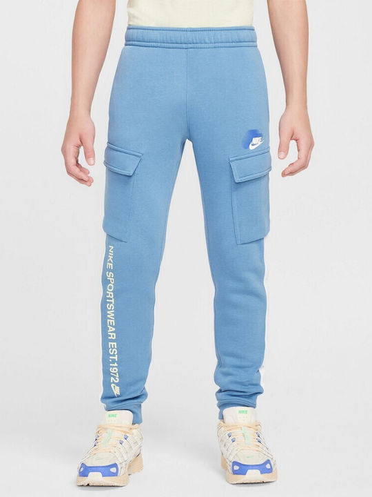 Cargo Sweatpants with Elastic Blue