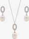 Set with Necklace & Earrings from Silver with Stones and Pearls