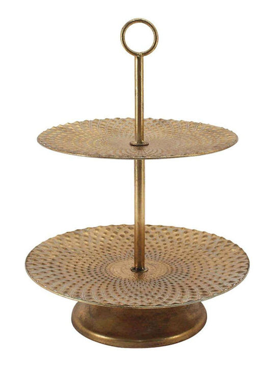 Marhome Metallic Round Decorative Tray 35x35x48.5cm