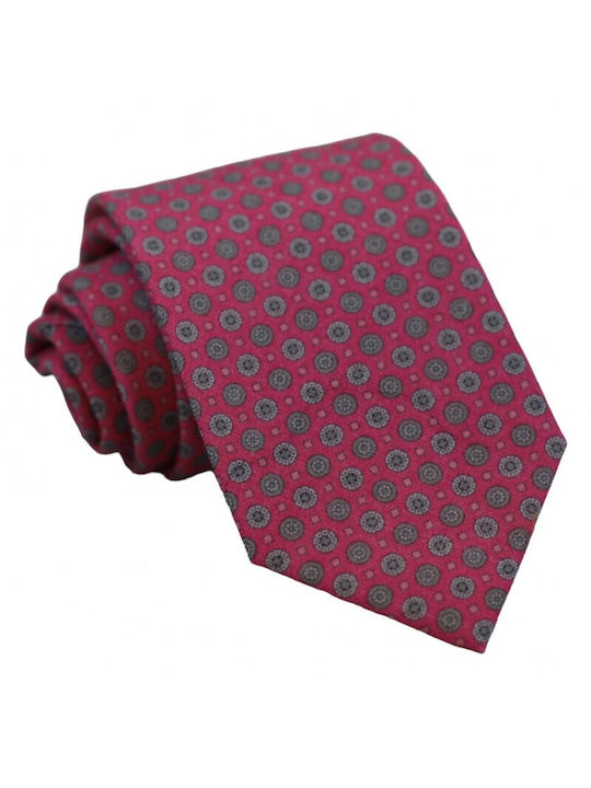 Wool Tie Pink Grey Pattern 8cm