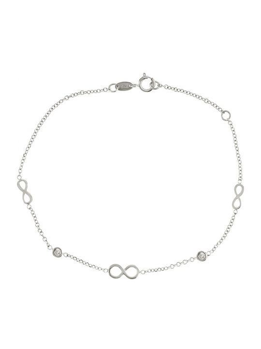 Art d or Women's Bracelet with design Infinity made of White gold 9K with Zircon