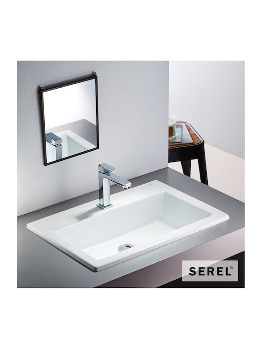 Serel Επικαθήμενος Νιπτήρας Πορσελάνης 60x42cm White