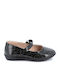 Kids Anatomic Patent Leather Ballerinas with Hoop & Loop Closure Black