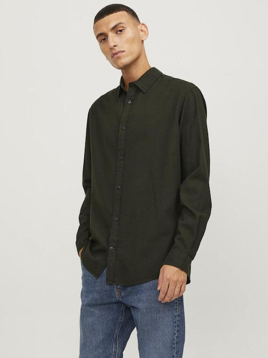Jack & Jones Long Sleeve Cotton Shirt In Narrow...