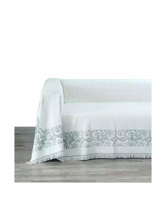 Makis Tselios Home Amazon1 Cuvertură Pentru Canapea 2 Locuri Șenilă 180x250 cm Ecru