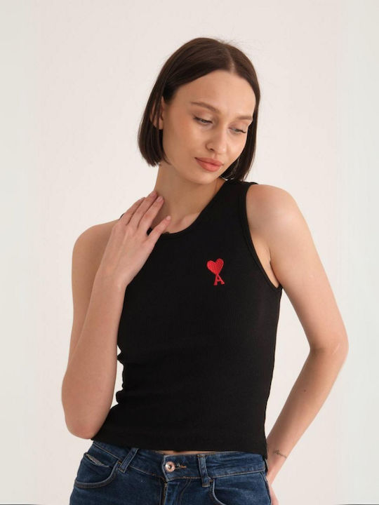 Damen Bluse Baumwolle Ärmellos Black