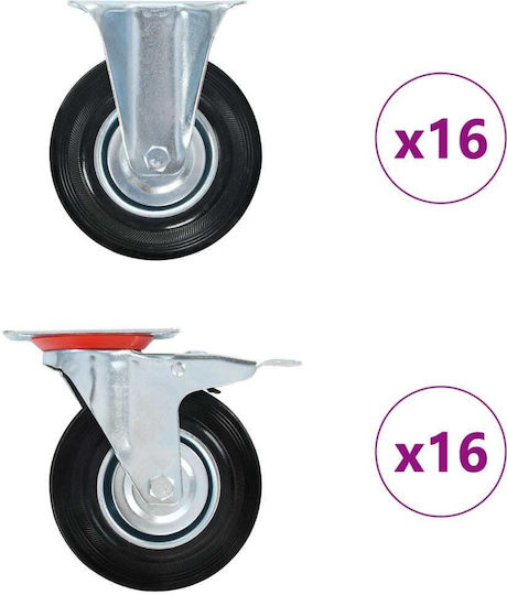vidaXL 278050 Ρόδες Περιστρεφόμενες από Καουτσούκ με Φρένο 32τμχ