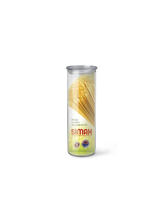 Simax Βάζο Ζυμαρικών με Καπάκι Γυάλινο Διάφανο 1800ml
