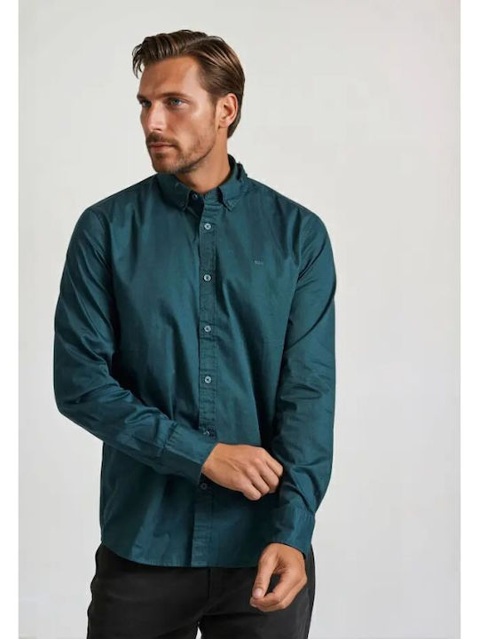 Funky Buddha Long-sleeved Cotton Shirt Green
