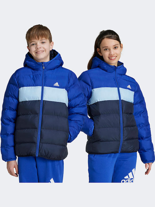 Down Kids Sports Jacket with Hood Blue