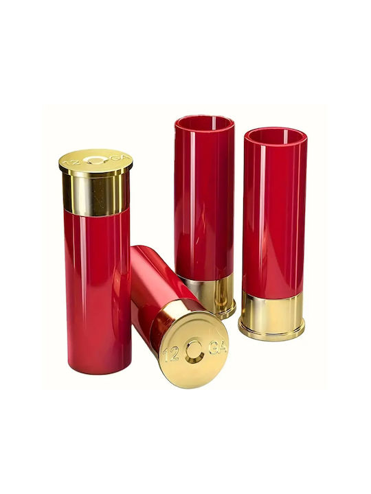 Set 4 Bullet-shaped Shot Glasses Zola Plastic 9x3.5 Cm Red Golden