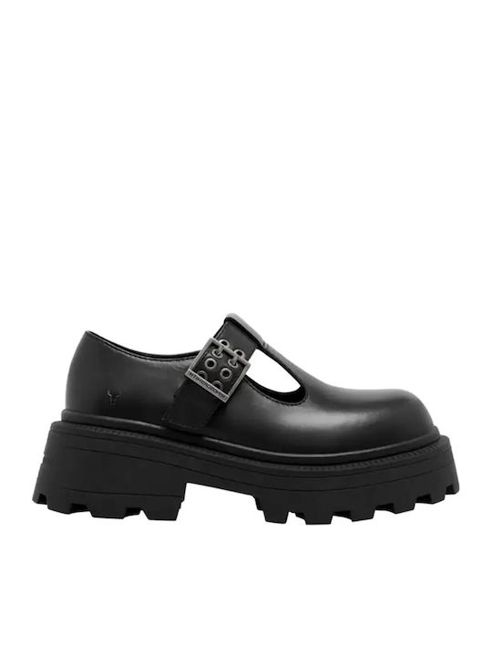 Windsor Smith Troublemaker Leather Women's Ballerina Shoes In Black Colour