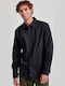 Long-sleeved Cotton Shirt Navy Blue