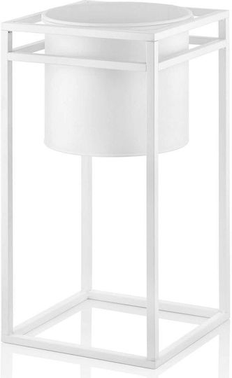 Aberto Design Саксия Металик Бял Със стойка 30x30x60εκ.