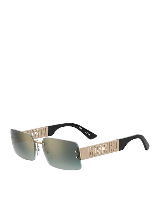 Moschino Unisex Sunglasses with Gold Metal Frame and Blue Gradient Mirror Lens MOS169/S 5F6/EZ