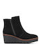 Leder Stiefeletten Damen Schwarz