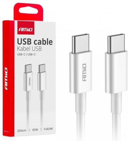 AMiO USB 2.0 Cable USB-C Male - USB-C 60W White 2m