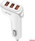 AMiO Φορτιστής Αυτοκινήτου 15.5W 3.1A με Θύρες: 3xUSB μαζί με Καλώδιο Ενσωματωμένο Λευκός
