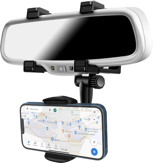 Car Holder Smartphone Mounting On Mirror 360° Rotating Black