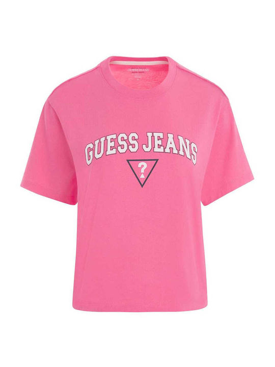 Guess Women's Blouse Short Sleeve Fuchsia