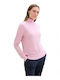 Basic Women's Long Sleeve Sweater Cotton Turtleneck Pink