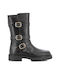 Leder Stiefeletten Damen Schwarz
