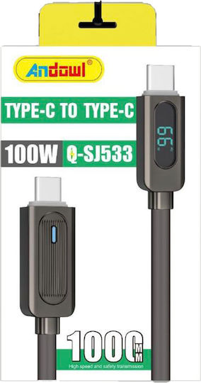 Andowl Qsj533 USB 2.0 Cable USB-C Male - USB-C 100W PD Black 1m Q-SJ533