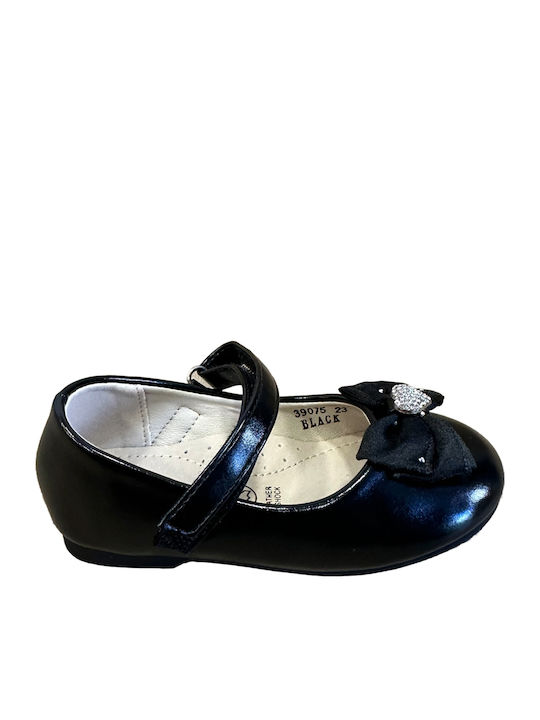 Kids Anatomic Ballerinas with Hoop & Loop Closure Black