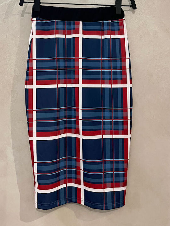Bleistift Midi Rock Geprüft Tartan Blue, Blue
