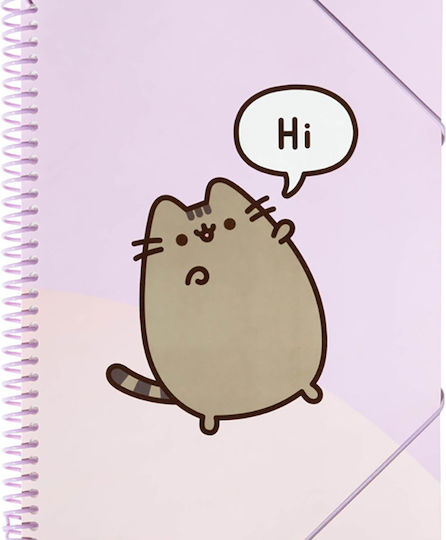 Pusheen Φάκελος Διαφανής με Λάστιχο και Αυτιά για Χαρτί A4 Ροζ