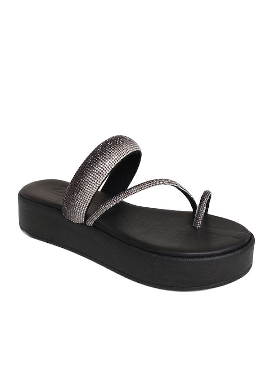 Γυναικεία Ανατομικά Σανδάλια Flatforms Μαύρα