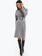 Midi Knitted Wrap Grey Dress