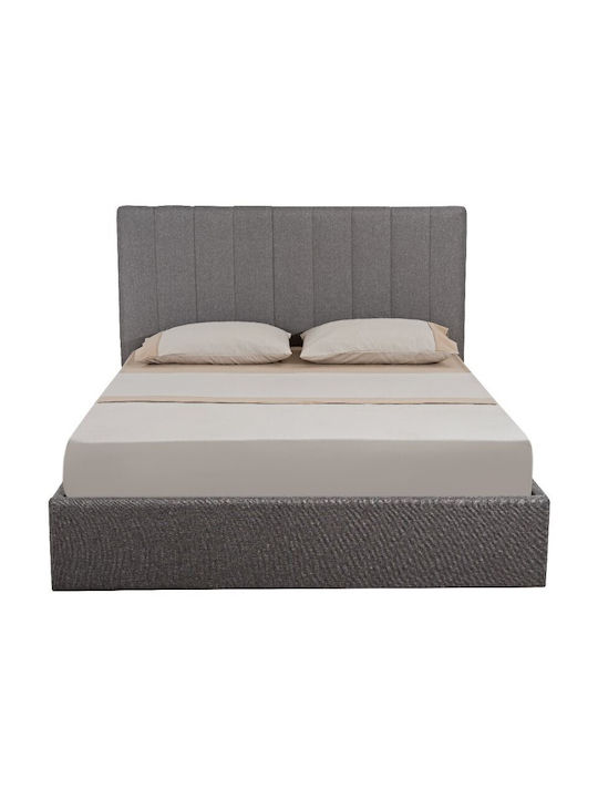 Tereza Pat Single Tapitat cu Material Gri cu Sp...