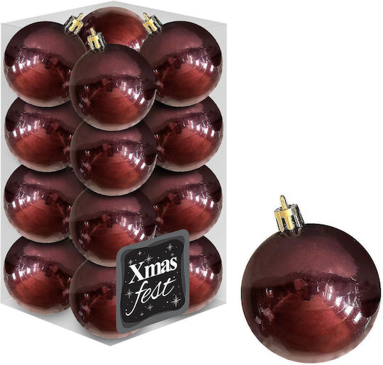 Hängendes Kugel Ornament Ornament Burgundisch 4cm Set 12Stück