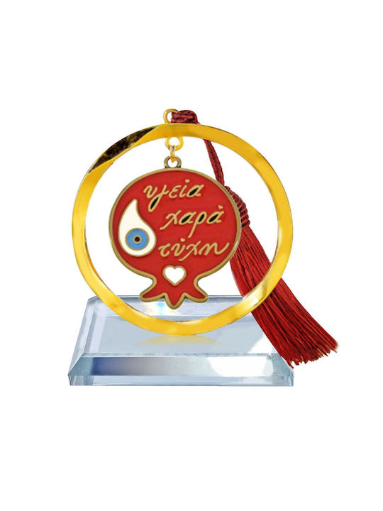 XMASfest Επιτραπέζιο Γούρι Ρόδι Ροζ 5x8cm