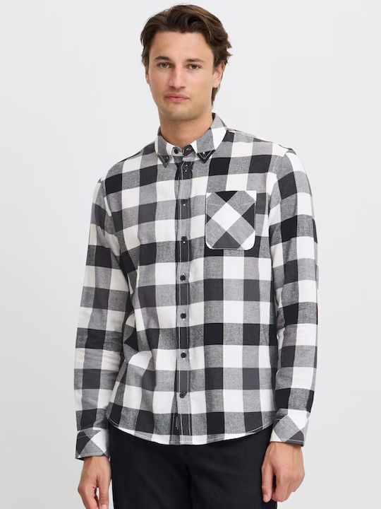 Long-sleeved Flannel Shirt Checked Black