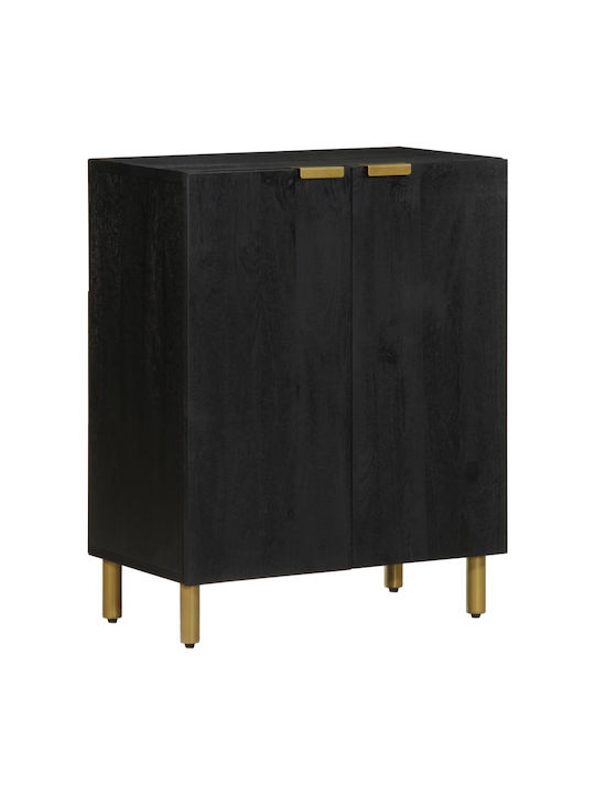 Bufet din Lemn Masiv & Metal Negru 60x33x75cm
