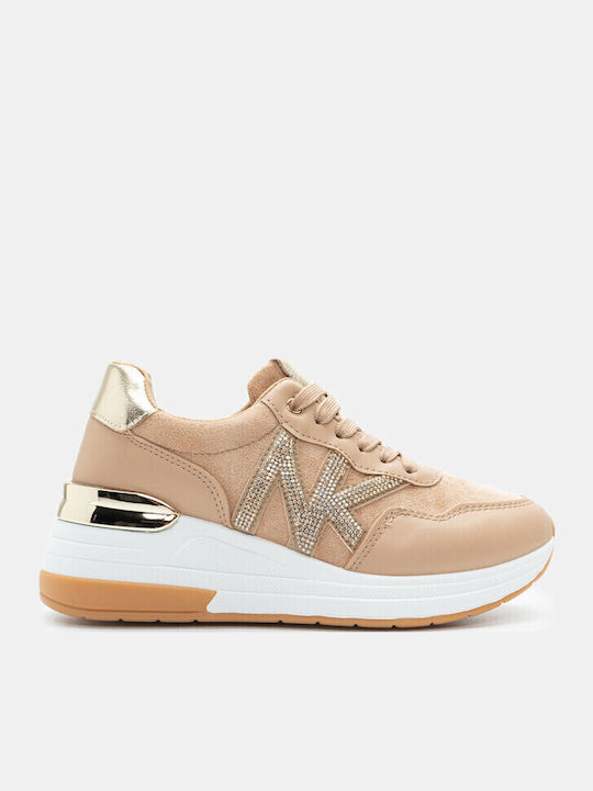 Damen Anatomisch Flatforms Sneakers Beige